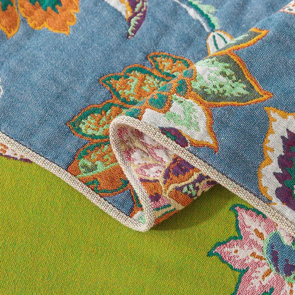 Lime Green Retro Floral Bedspread / Sofathrow 100% Cotton - Kingsize & Queensize