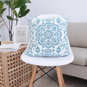 Turquoise Boho Mandala Embroidery Cushion Covers 45cmx45cm
