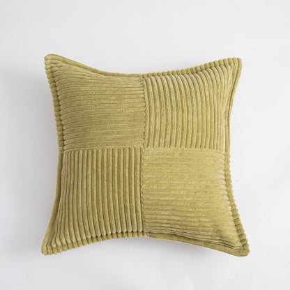 Green Cool Corduroy Patchwork Cushion Cover