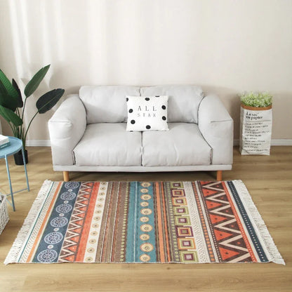 Geometric Nordic Cotton Livingroom Rugs With Fringe