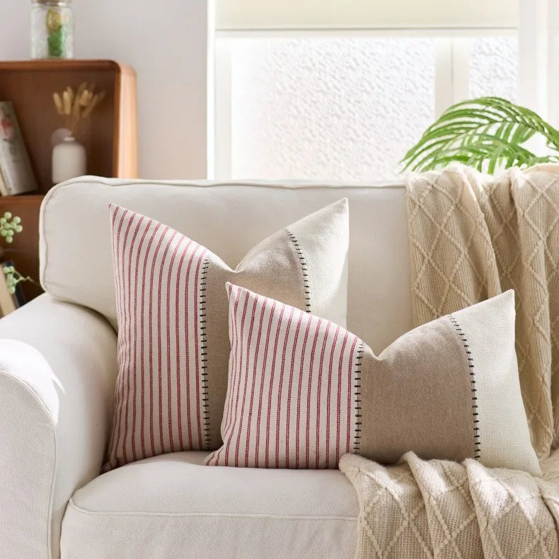 Cool Nordic Beige, Cream & Striped Cushion Covers - 2 Sizes