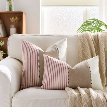 Cool Nordic Beige, Cream & Striped Cushion Covers - 2 Sizes