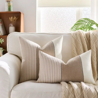 Cool Nordic Beige, Cream & Striped Cushion Covers - 2 Sizes