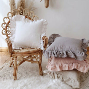 100% Pure Linen Ruffle Cushion Cover 