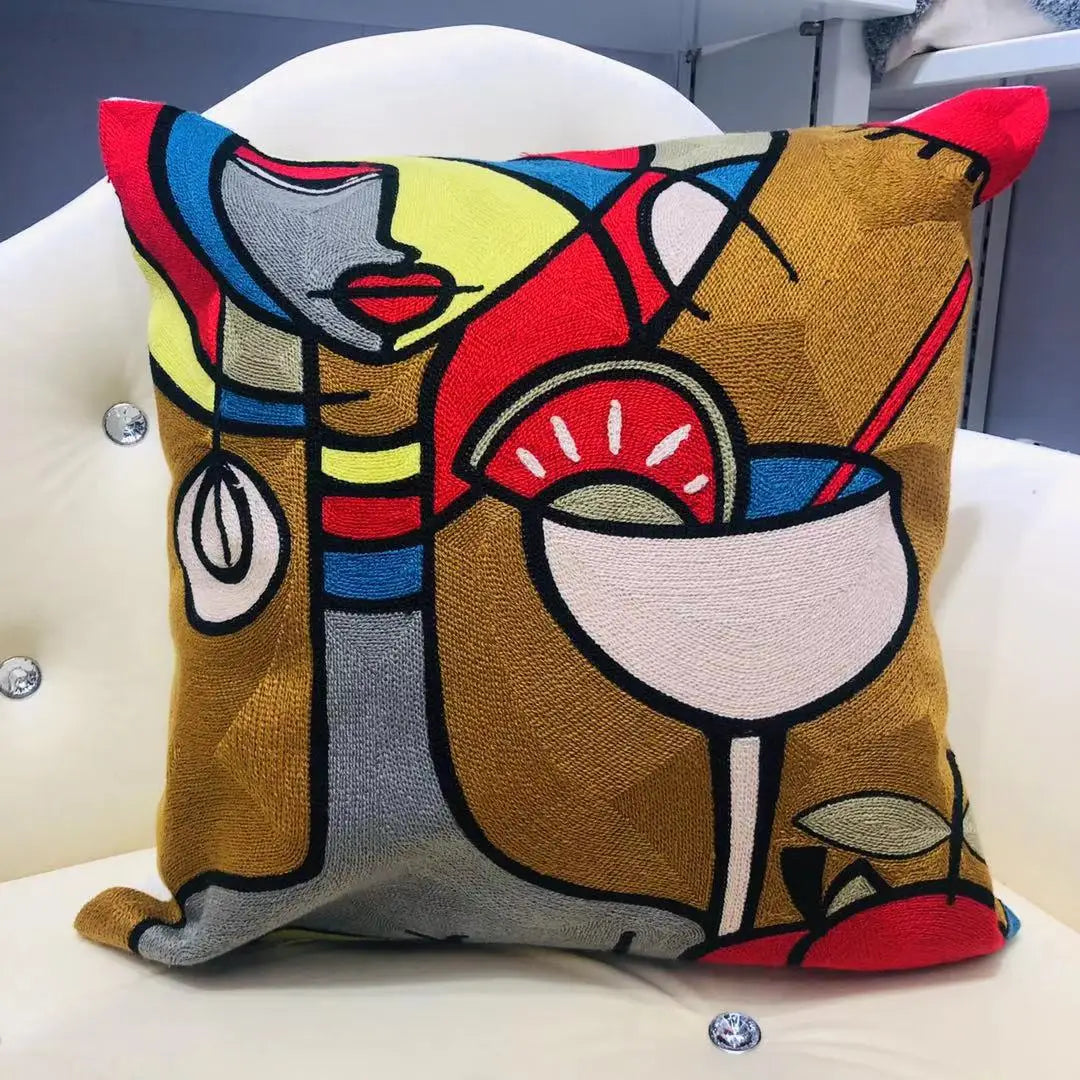 Picasso Embroidery Cushion Covers - 45cm x 45cm or 18in x 18in