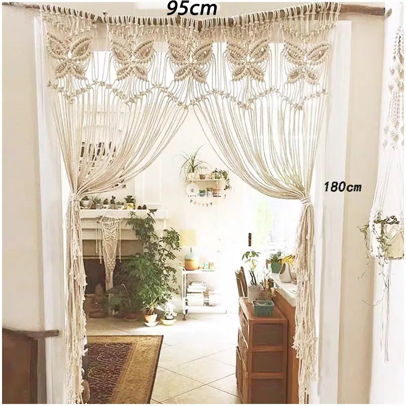 Handmade Cotton Boho Macrame Window or Door Curtains