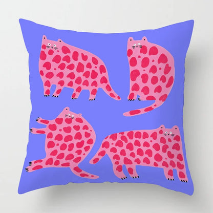 Colourful Abstract Art Leopard Printed Cushion Covers - 2 Sizes