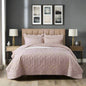 Pink Plain Colour Cotton Blend Quilted Bedspread / Throw Set