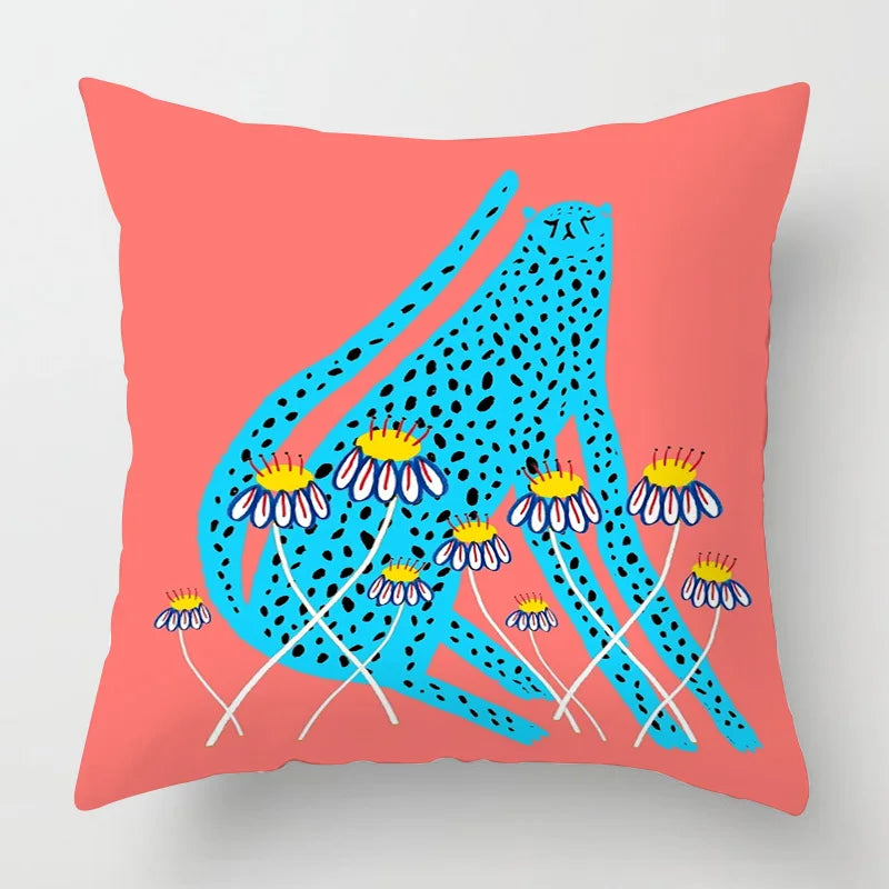 Colourful Abstract Art Leopard Printed Cushion Covers - 2 Sizes