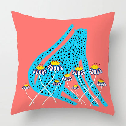 Colourful Abstract Art Leopard Printed Cushion Covers - 2 Sizes