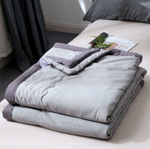 Grey Plain Coloured Quilted Cotton Bedspreads / Sofa Throws