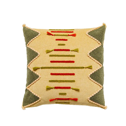 Boho Morroccan Tufted Embroidered Cushion Covers with Pompoms & Tassels