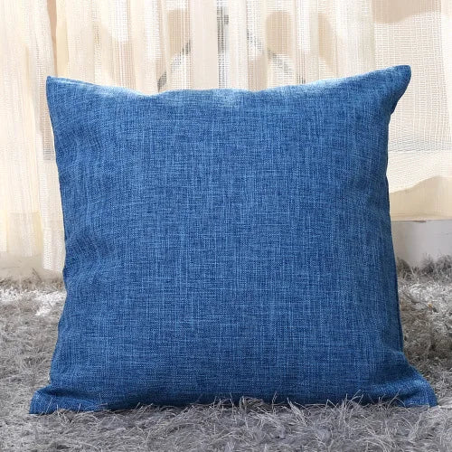 Blue Scandinavian Cotton Linen Cushion Covers 18in x 18in 