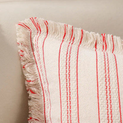 Boho Vintage Style Striped Cushion Covers on Cream Fabric - 12in x 20in (30cm x 50cm)