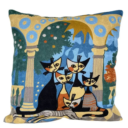 Picasso Cats Embroidered Cushion Covers 18in x 18in (45cm x 45cm)