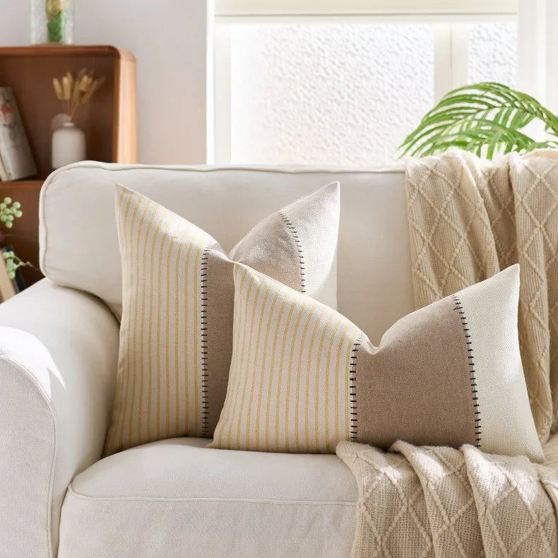 Cool Nordic Beige, Cream & Striped Cushion Covers - 2 Sizes