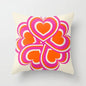 Retro Pink & Orange Heart Print Cushion Covers