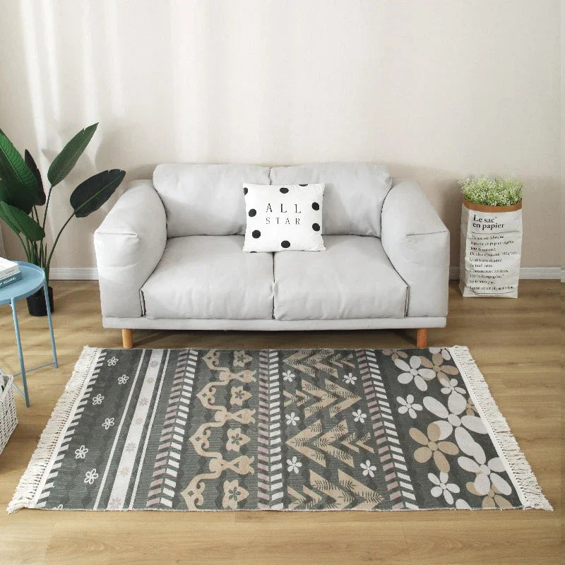 Geometric Nordic Cotton Livingroom Rugs With Fringe