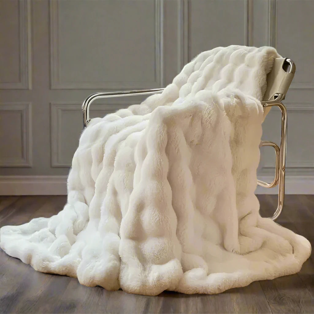 Cream Soft & Fluffy Faux Fur Blankets 