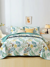 Stylish White Cotton Bedspread with Toucan Birdprints - 3 Piece Set