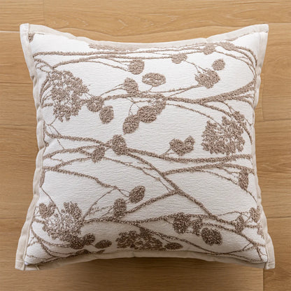 Floral & Arty Tufted Embroidered Cushion Covers in Cream & Beige