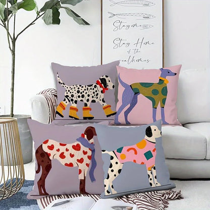 Set of 4 Colourful Cool Dogs in Tops Cushion Covers - 18in x 18in