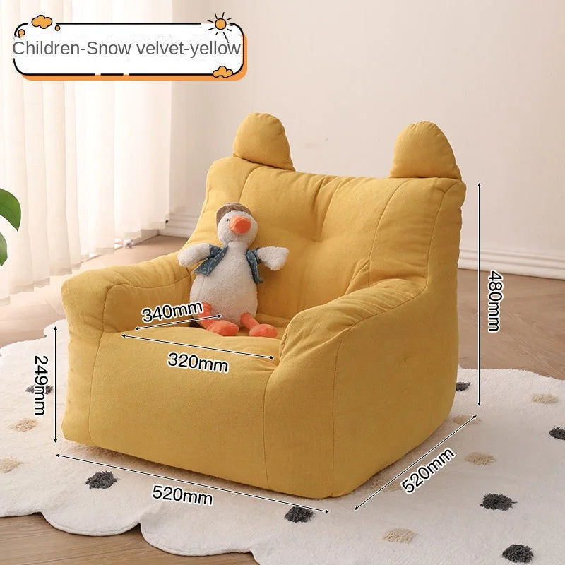 Yellow Short Fleece Teddy Armchair Bean Bag For Toddlers (Includes filling)