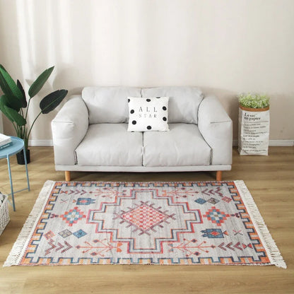 Geometric Nordic Cotton Livingroom Rugs With Fringe