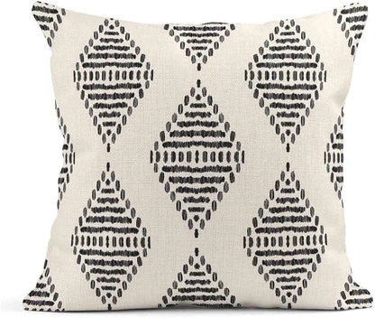 Bohemian Tribal Cushion Covers - Offwhite & Black