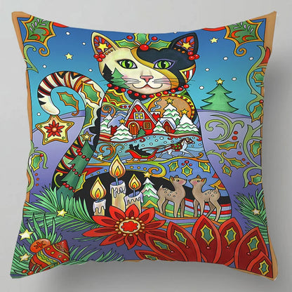 Arty Retro Cat Cushion Covers (Klimt) 18in x 18in (45cm x 45cm)