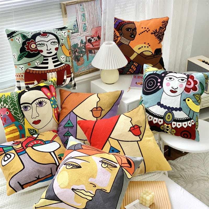 Frida Kahlo Embroidery Cushion Covers 18in x18in (45cm)