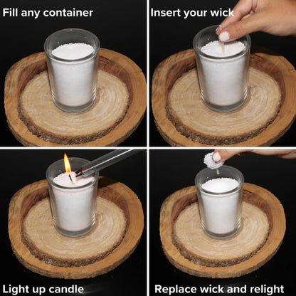 500g White Candle Sand Wax Full Set (300 Wicks + Base & Candle Holder)