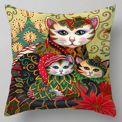 Arty Retro Cat Cushion Covers (Klimt) 18in x 18in (45cm x 45cm)
