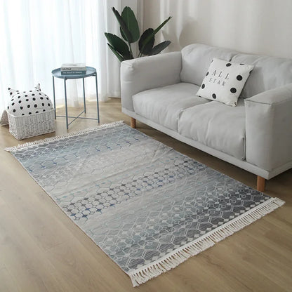 Geometric Nordic Cotton Livingroom Rugs With Fringe