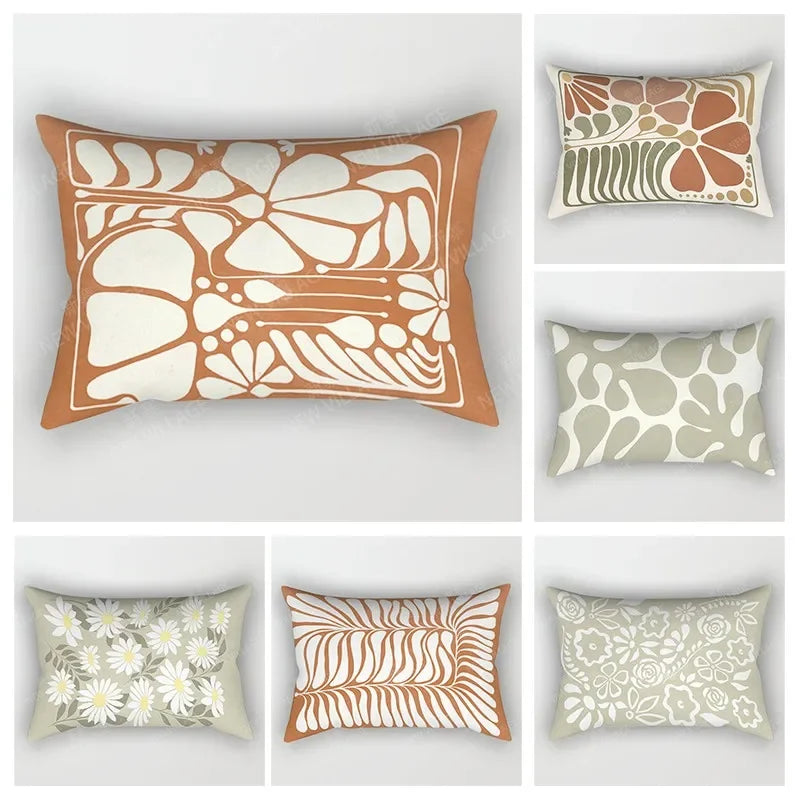Arty Retro Floral Cushion Covers in Earthy Colours 30*50 cm