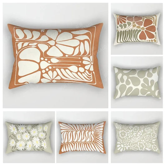 Arty Retro Floral Cushion Covers in Earthy Colours 30*50 cm