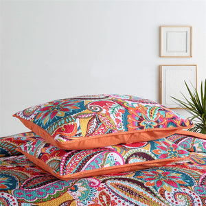 Colourful Quilted Paisley Cotton Bedspread - 3 Piece Set