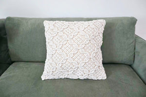 Boho Cream Cotton Linen Macrame Cushion Cover