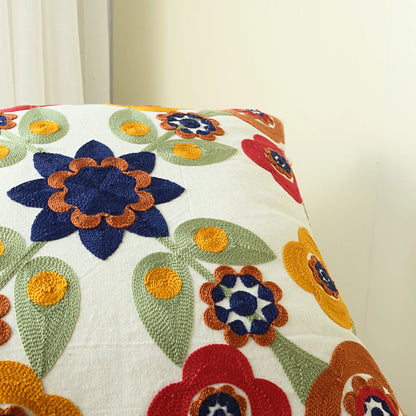 Bright Ethnic Floral Embroidered Cushion Covers - 3 Sizes