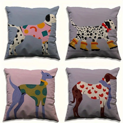 Set of 4 Colourful Cool Dogs in Tops Cushion Covers - 18in x 18in