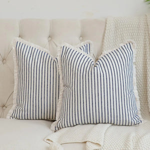 Countryhouse Striped Jacquard Tassel Cushion Covers