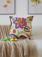 Cream Cushion Cover With Neon Bright Floral Embroidery 18in x 18in