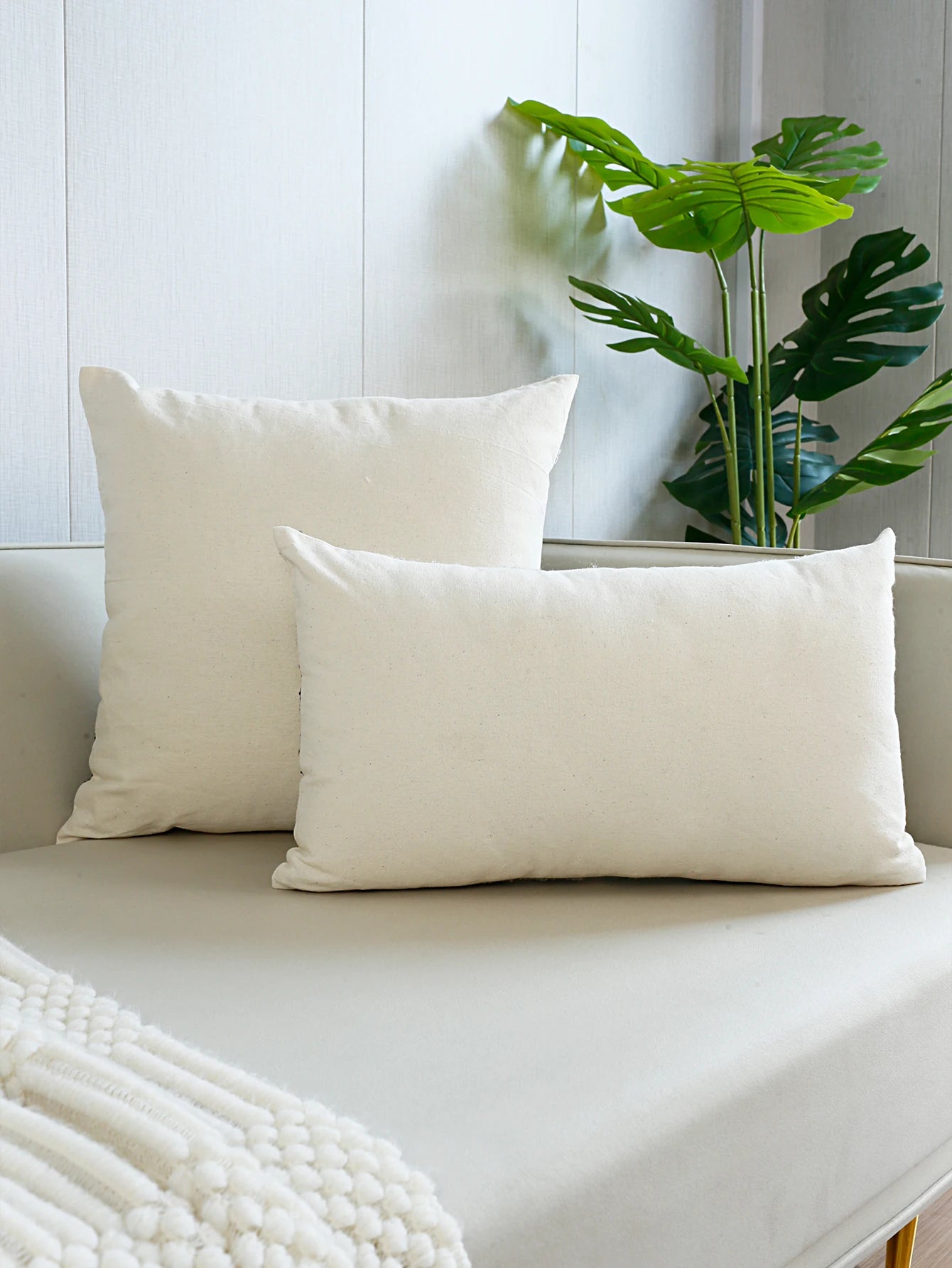 Cool Simplistic Black & Grey Embroidered Leaves on Off-White Fabric