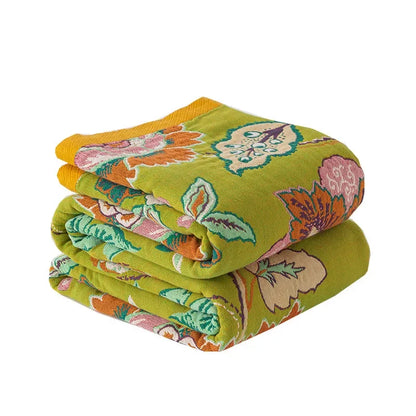 Lime Green Retro Floral Bedspread / Sofathrow 100% Cotton - Kingsize & Queensize