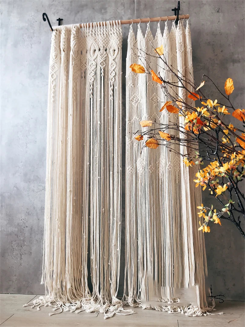 Handmade Cotton Boho Macrame Window or Door Curtains