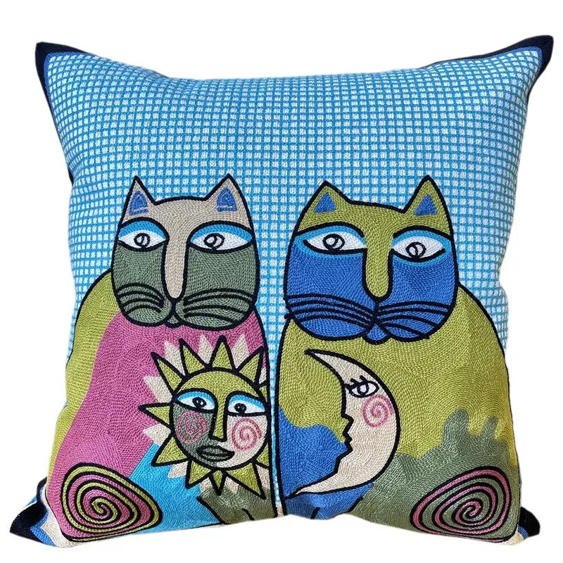 Picasso Cats Embroidered Cushion Covers 18in x 18in (45cm x 45cm)