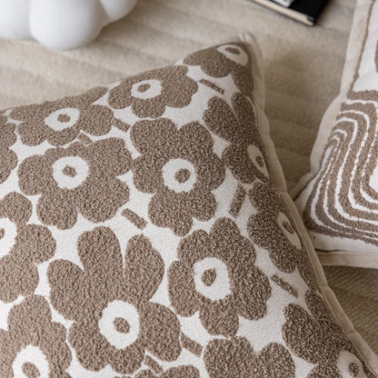 Floral & Arty Tufted Embroidered Cushion Covers in Cream & Beige