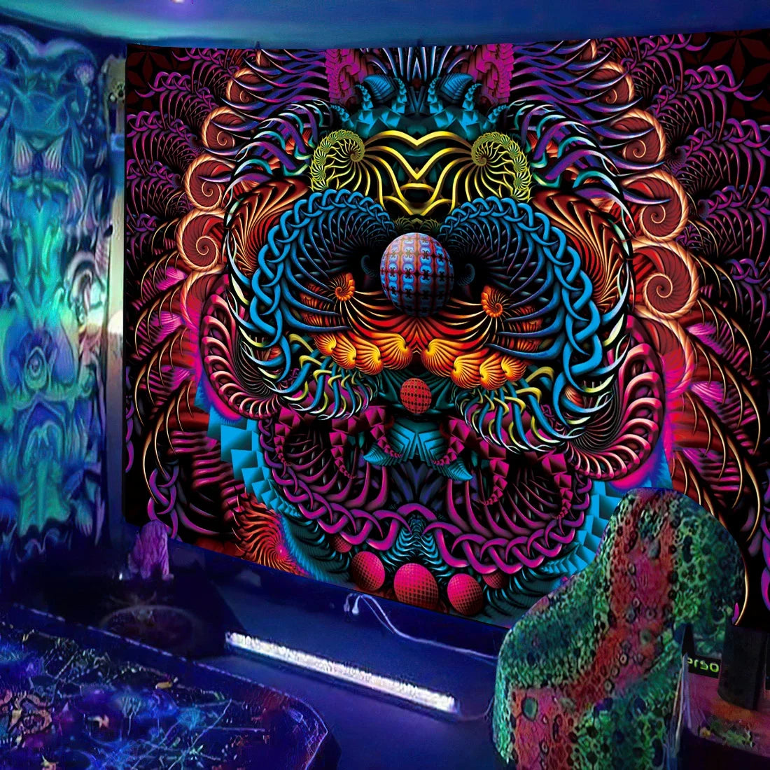 Psychedelic Neon UV Reactive Wall Hangings - For parties & Halloween