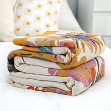 Gorgeous Cream Cotton Bedspread / Sofa Throw Cream With Autumn Leaves