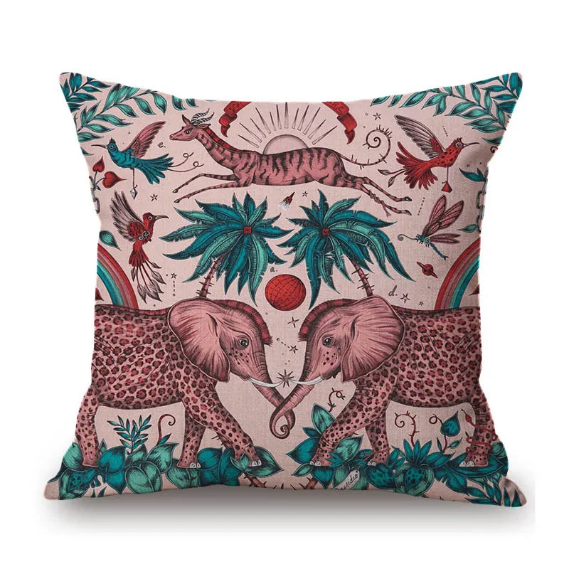 Jungle Style Leopard Spotted Elephant Cushion Covers